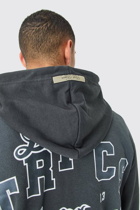 Kastiger Oversize Hoodie mit Dark Tropics Print