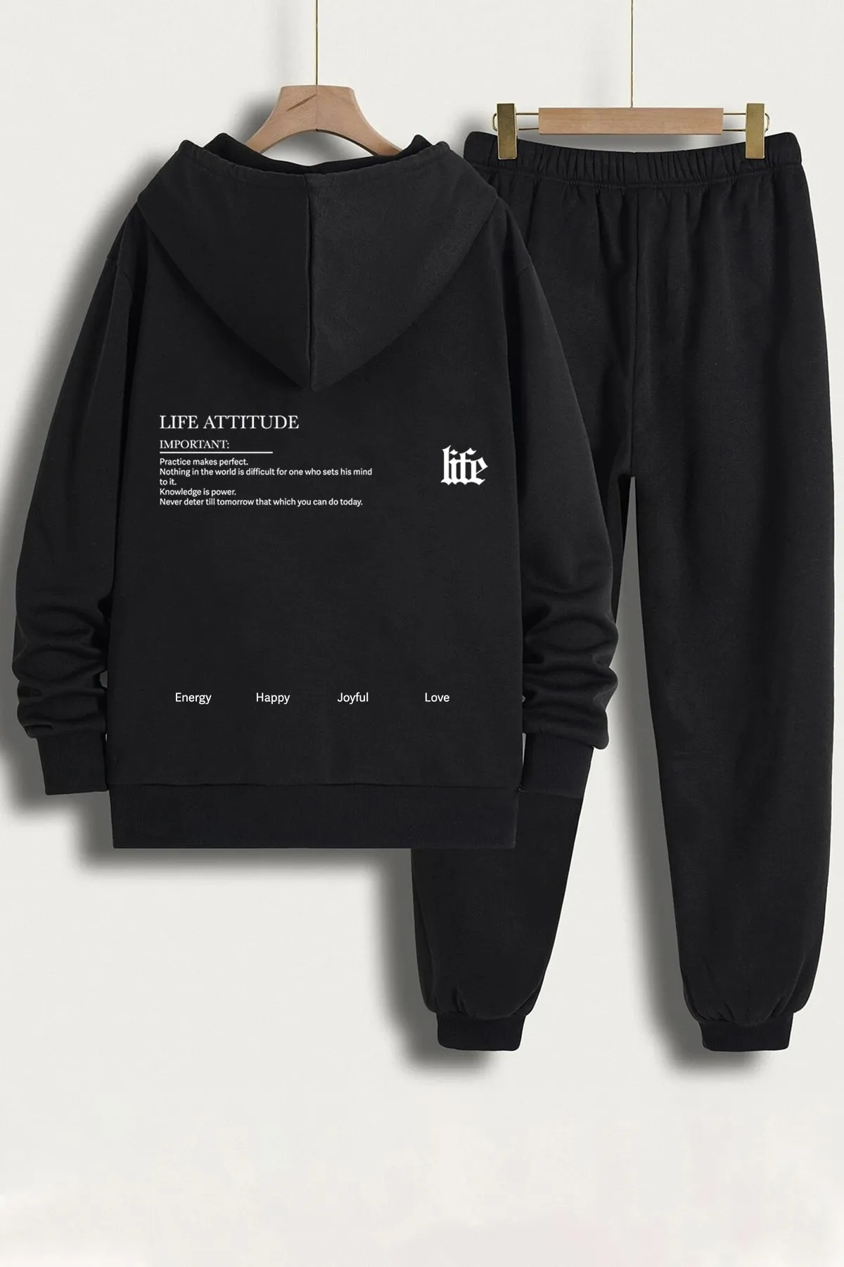 uyguntarz  Bedrucktes Unisex-Trainingsanzug-Set „Life“.