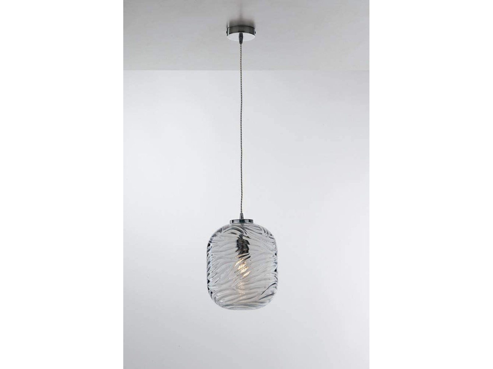 meineWunschleuchte LED Pendelleuchte, Dimmfunktion, LED wechselbar, Warmweiß, Designer Rauch-glas Lampenschirm für über-n Esstisch hängend, Blau