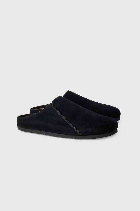 Schwarze Mules aus Wildlederimitat
