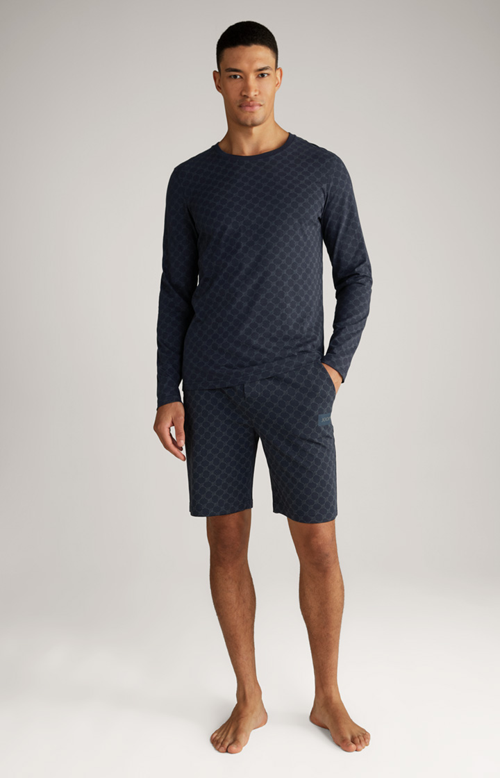 Cornflower Loungewear Longsleeve in Navy gemustert