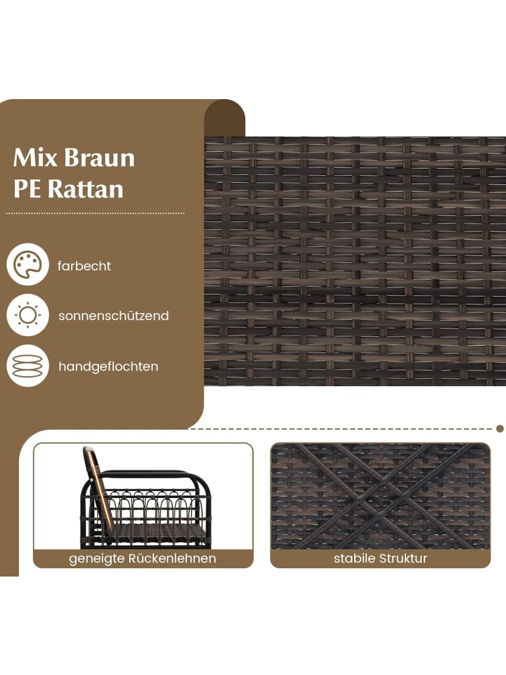 COSTWAY 3tlg. Rattansessel Set in Weiß günstig kaufen onesize