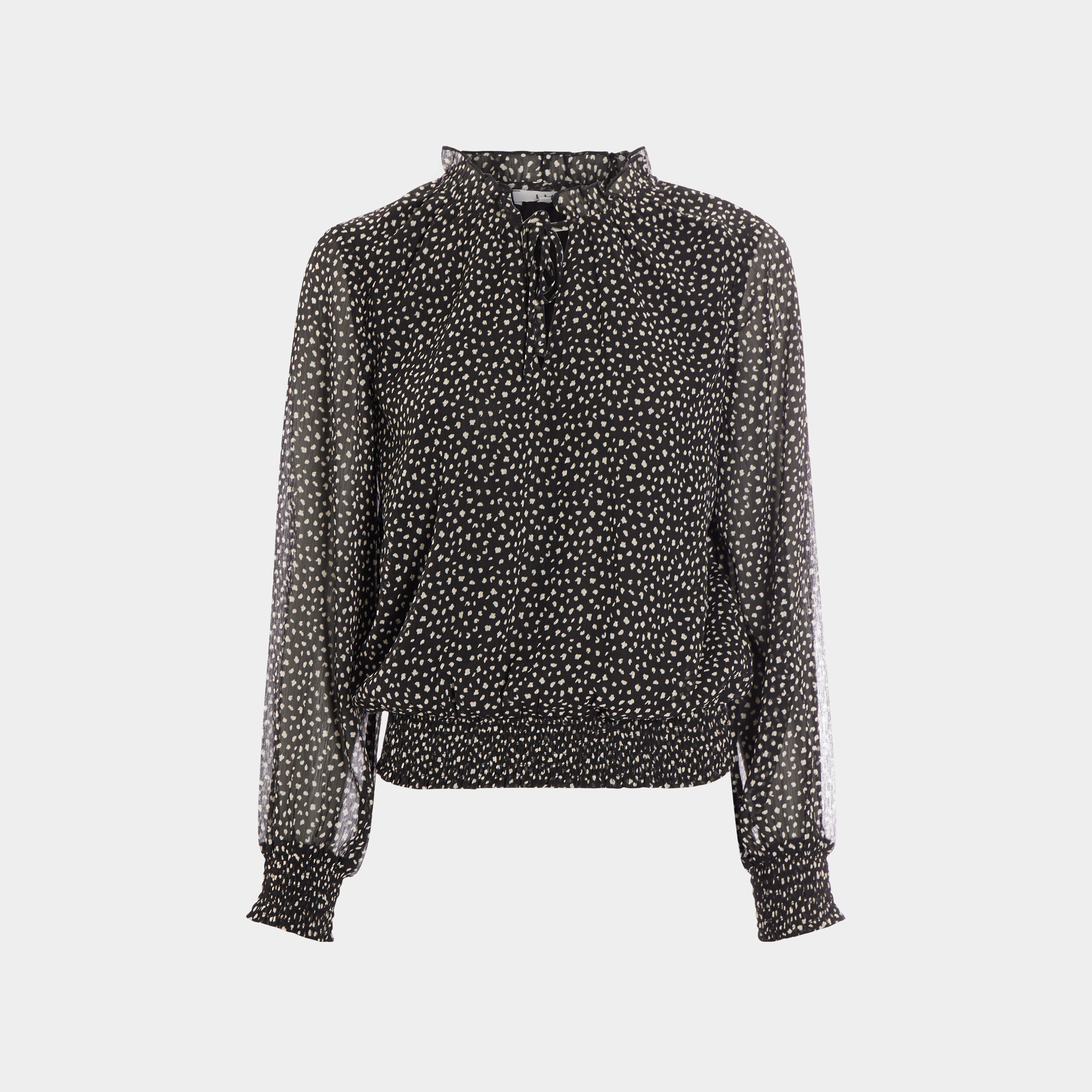 Blouse manches longues col montant noir femme | La Halle