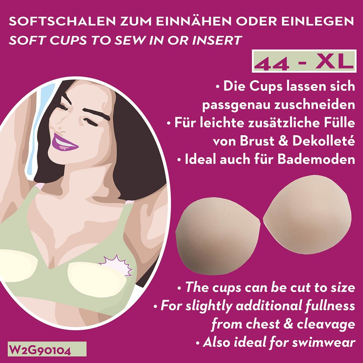 Miss Perfect BH-Einlagen W2G90000-99999, BH-Softschalen (auch als Push-up) zum Einnähen oder Einlegen
