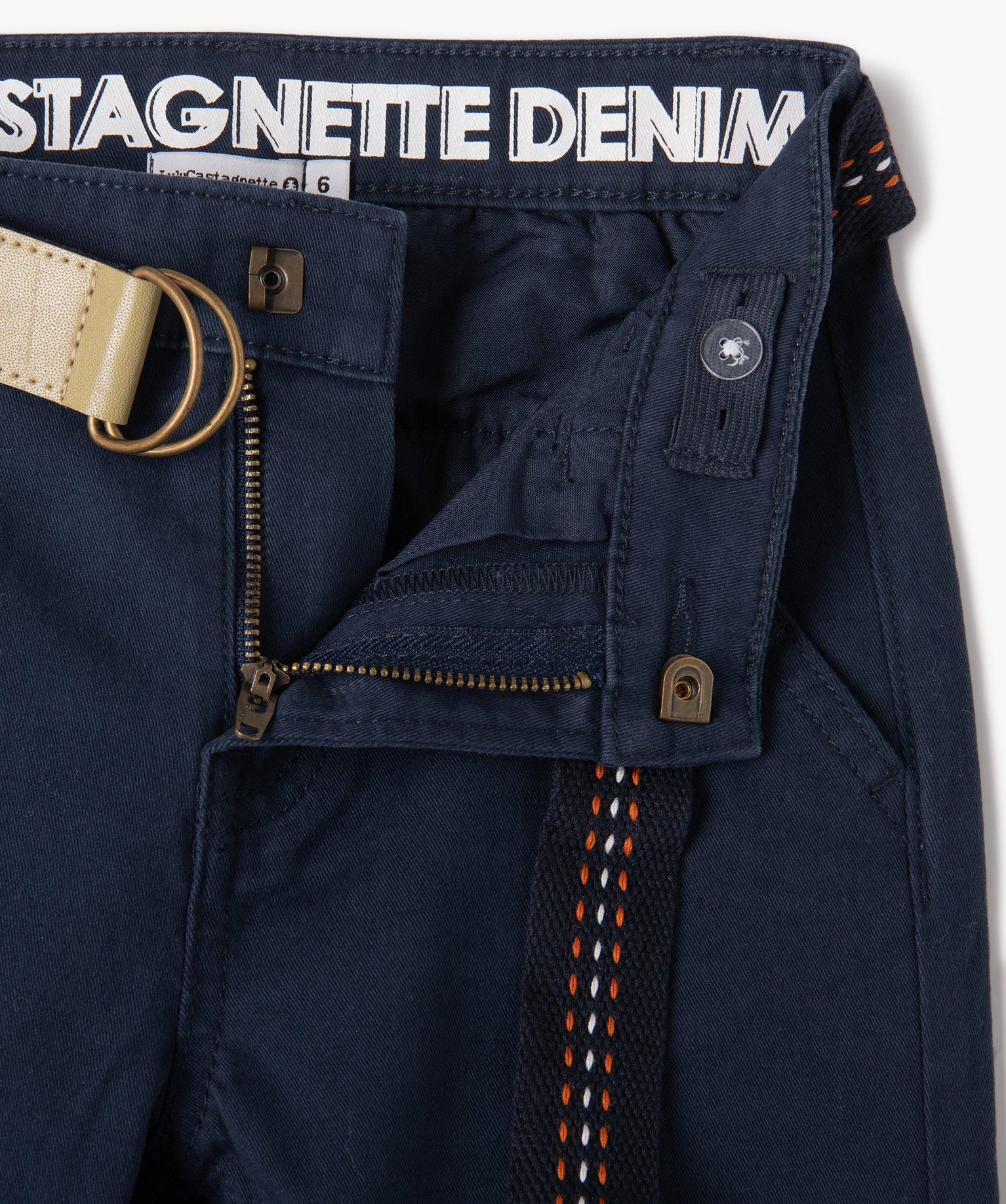 Pantalon en toile avec ceinture Garçon - LuluCastagnette marine | GEMO