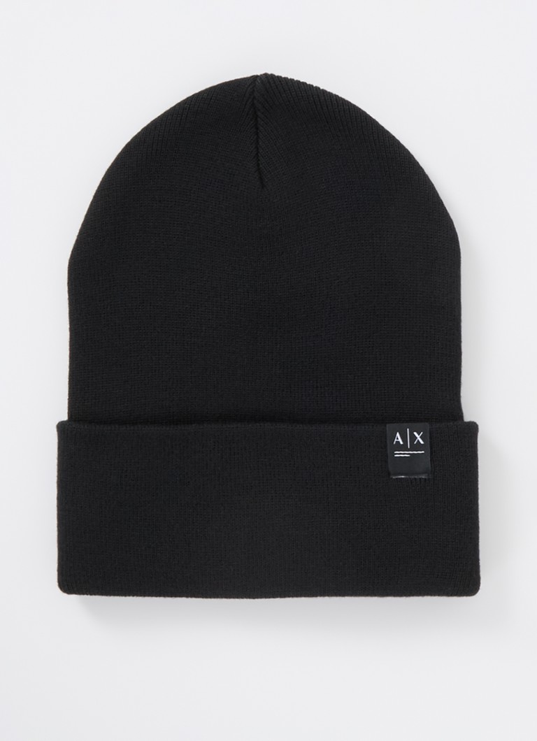 Armani Exchange smalki adīta cepure ar logotipu