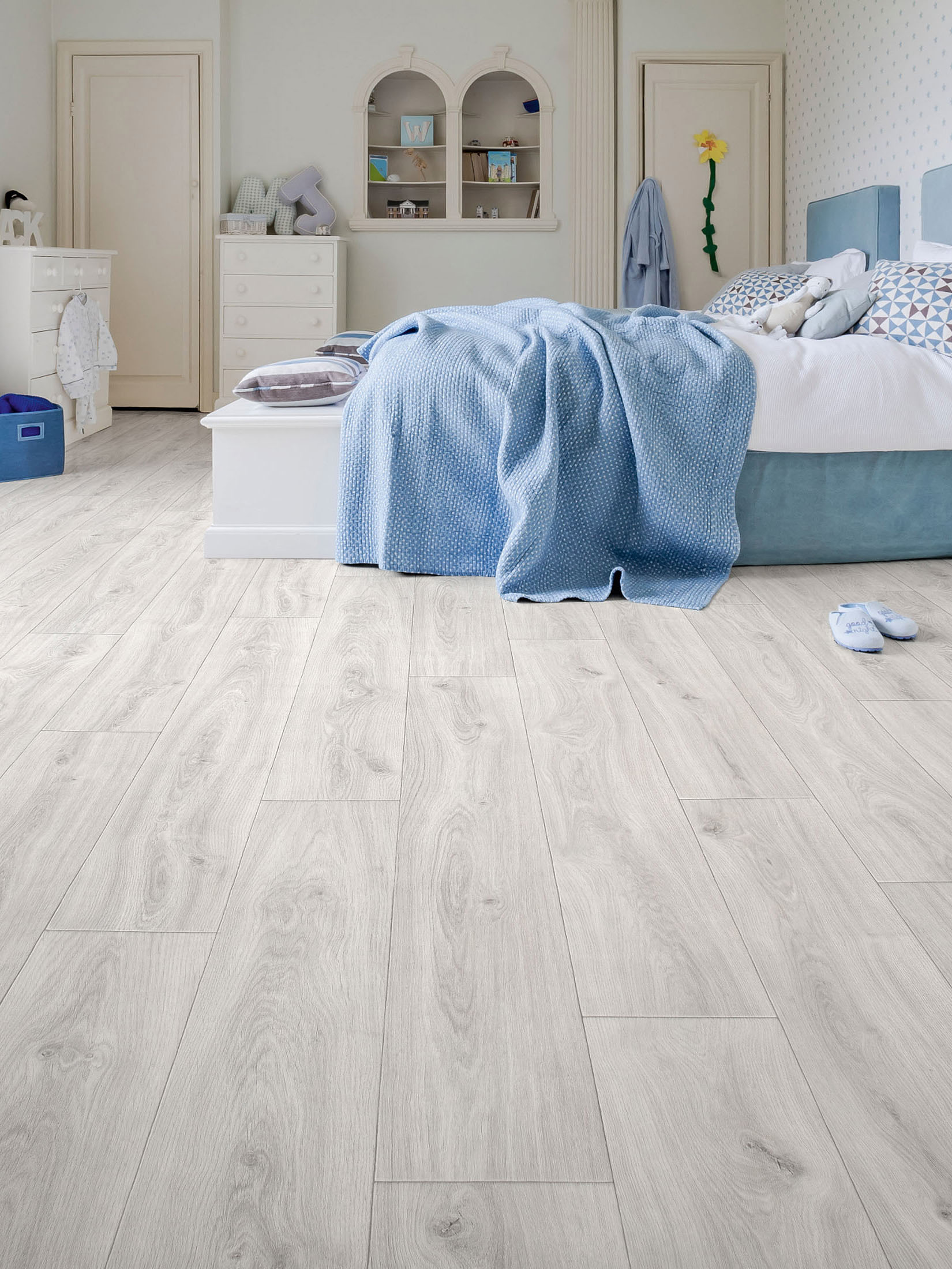 Woodlike Vinyl-Rollenware, Eiche Weiss 02