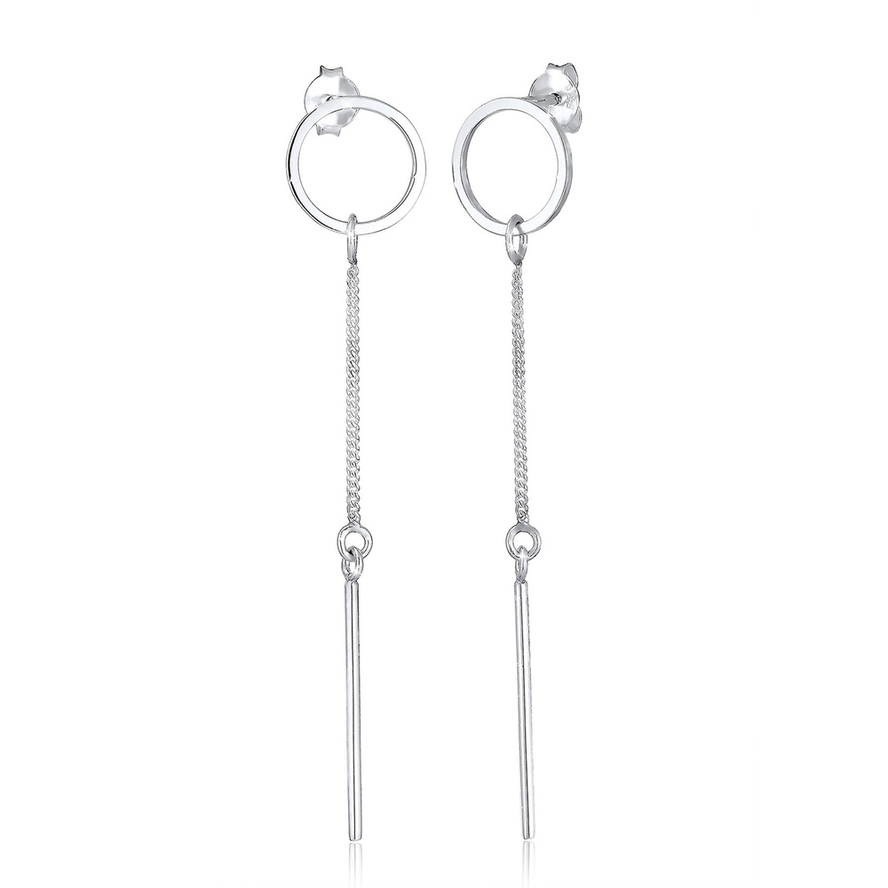 Elli Elli Boucles d'Oreilles Kreis Stab Geo Minimal 925 Sterling Silber Boucles d'oreilles