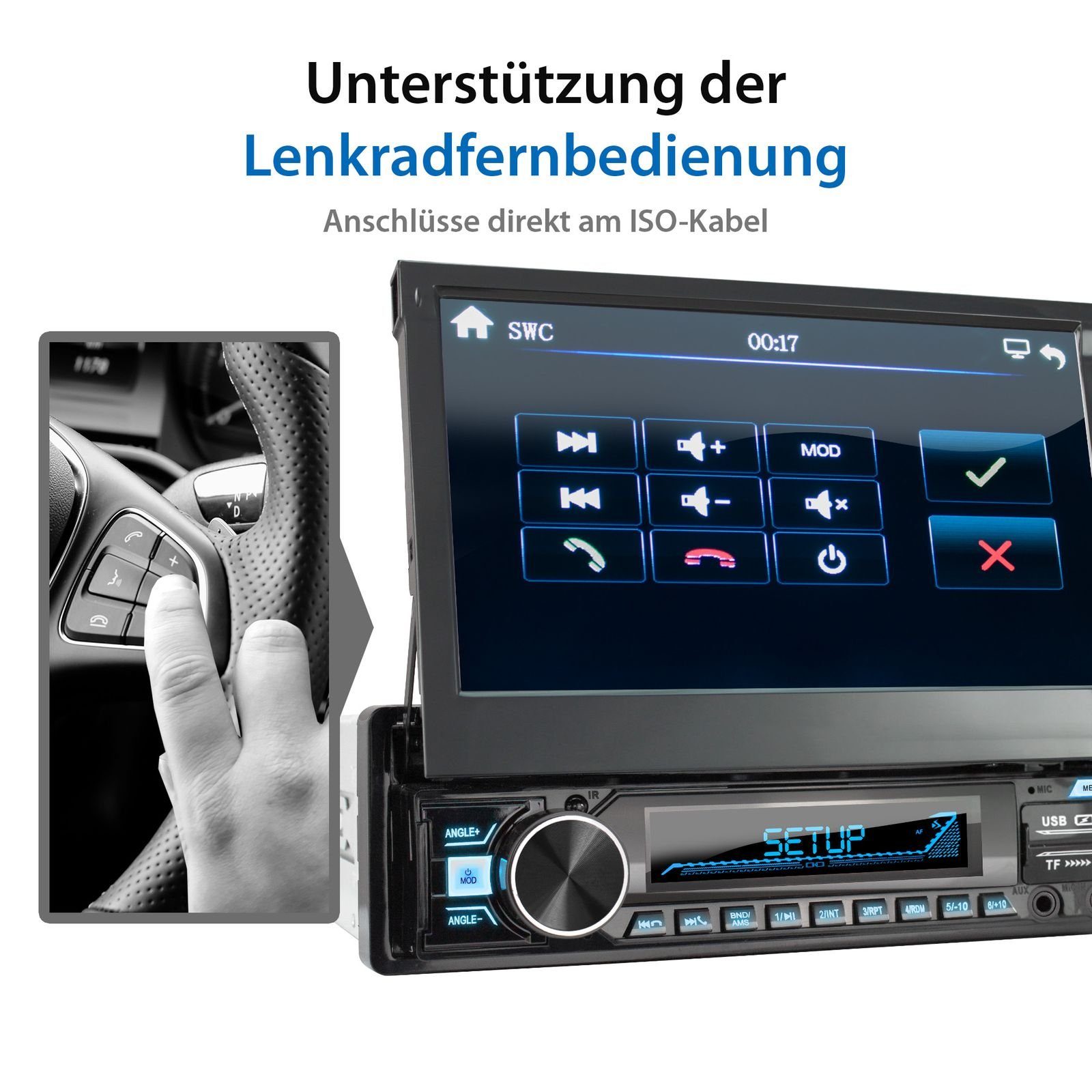 XOMAX XM-V779 Autoradio mit 7 Zoll Touchscreen Bildschirm Bluetooth, 1 DIN Autoradio