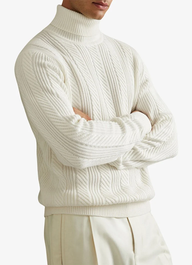 Reiss Flick cable-knit turtleneck sweater in wool blend