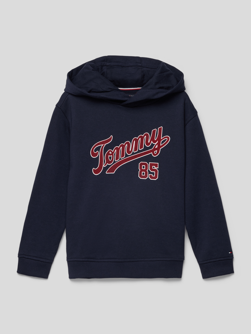 Hoodie mit Label-Design Modell 'COLLEGE' in marineblau