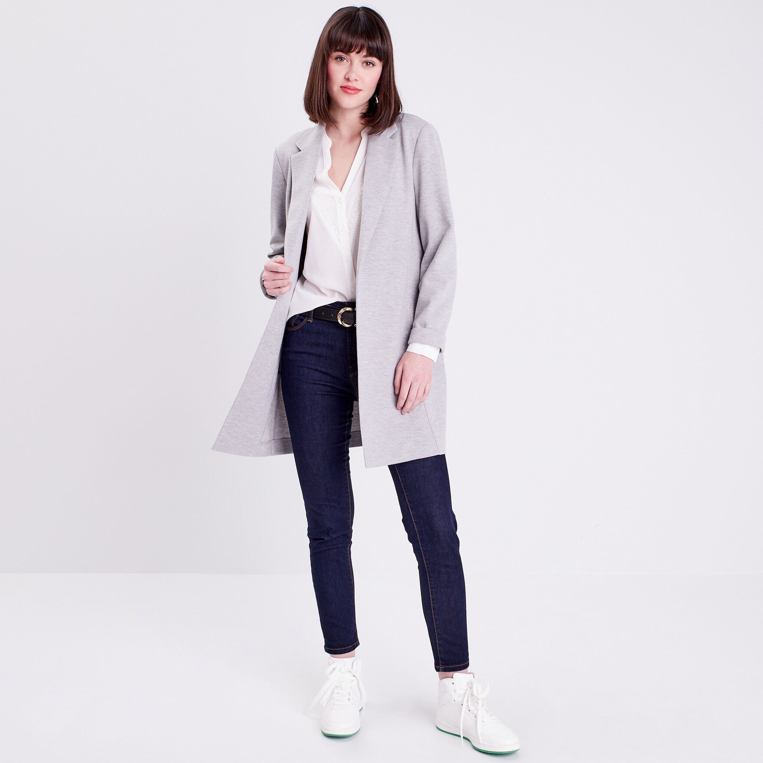 Veste blazer avec manches longues gris clair femme | Cache Cache