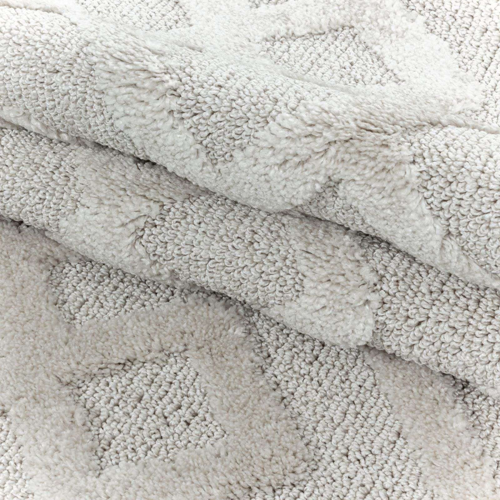 Designteppich Designerteppich Tokio hoch-tief Struktur Knoten weiß, TaraCarpet, rechteckig, Höhe: 20 mm, moderner scandi boho Knoten weiß Wohnzimmer Schlafzimmer Flur 080x150