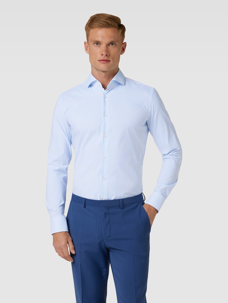 Slim Fit Business-Hemd mit Streifenmuster in bleu