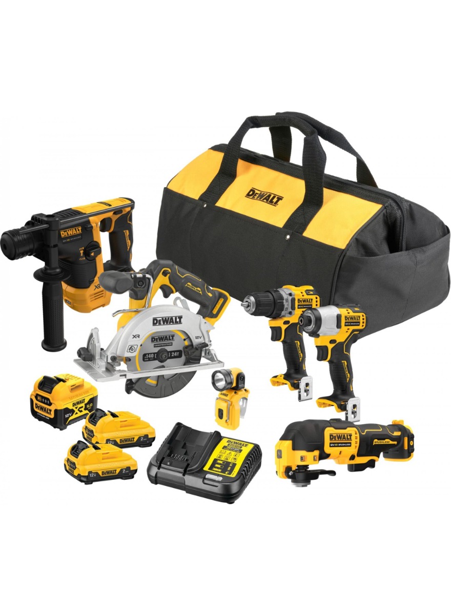 Ensemble combiné DeWalt DCK611P1D2-QW - 6 pièces - Batterie 12 V : 1 x 5,0 Ah + 2 x 2,0 Ah