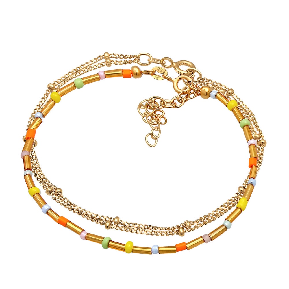 Elli Elli Bracelet Perles de couche dames multicolores Set de 2 en argent sterling 925 Bracelet