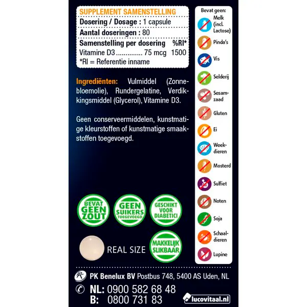 Lucovitaal Vitamin D3 75mcg Capsules 80 pieces