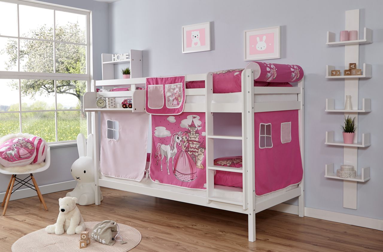 Ticaa Etagenbett Rene Buche weiß Horse-Pink,A1