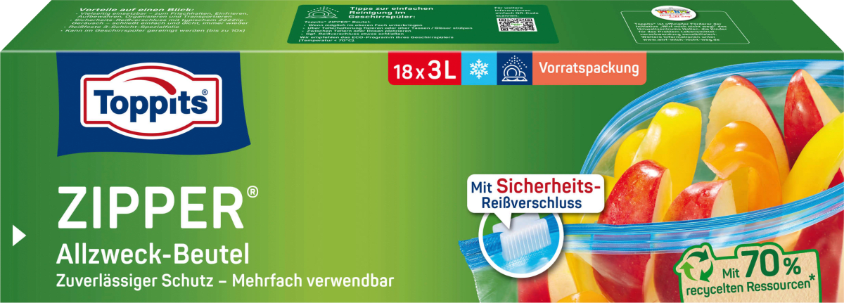 Zipper Allzweckbeutel 3 L, 18 St
