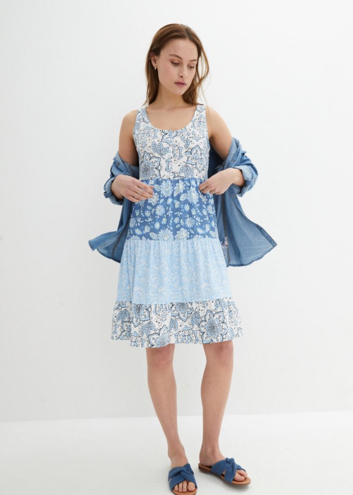 Baumwoll Jerseykleid, kurz