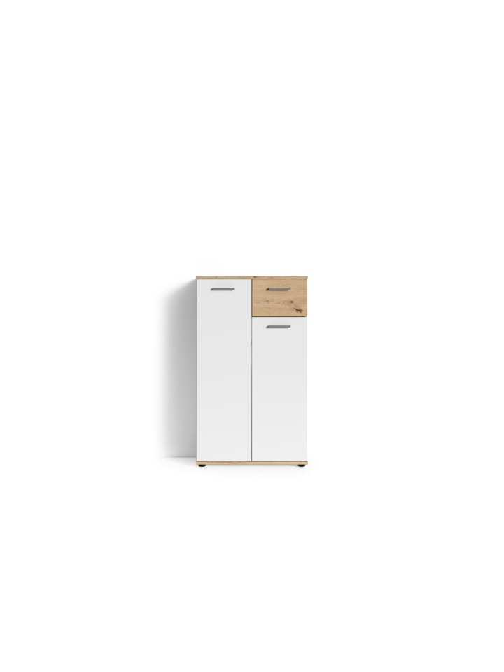 byLiving Schuhschrank Jakob in Weiß / Artisan Eiche - (B) 60 x (H) 102 x (T) 30 cm günstig kaufen onesize
