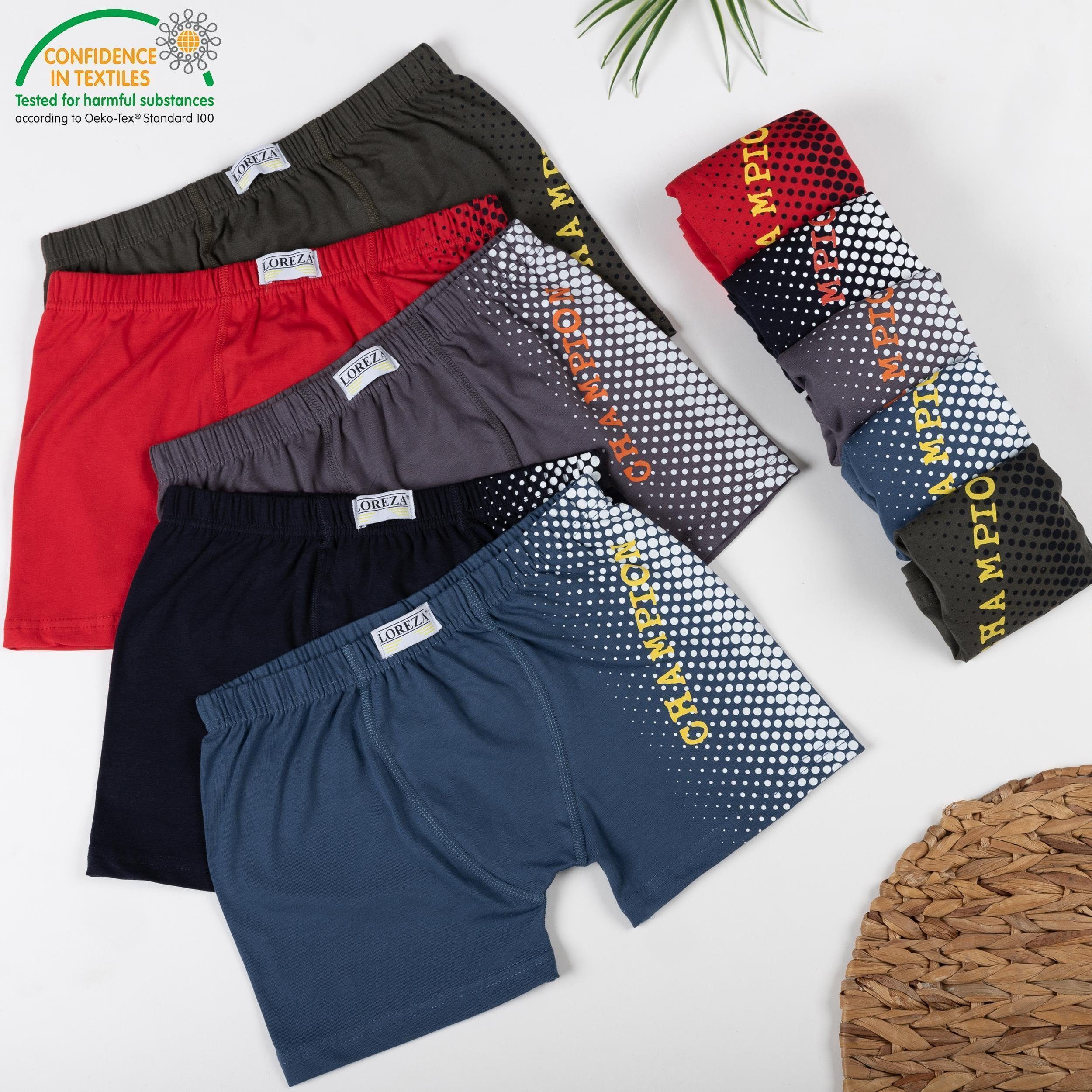 LOREZA Boxershorts 10er Pack Jungen Boxershorts - Champion- 92-170 (Spar-Packung, 10-St)