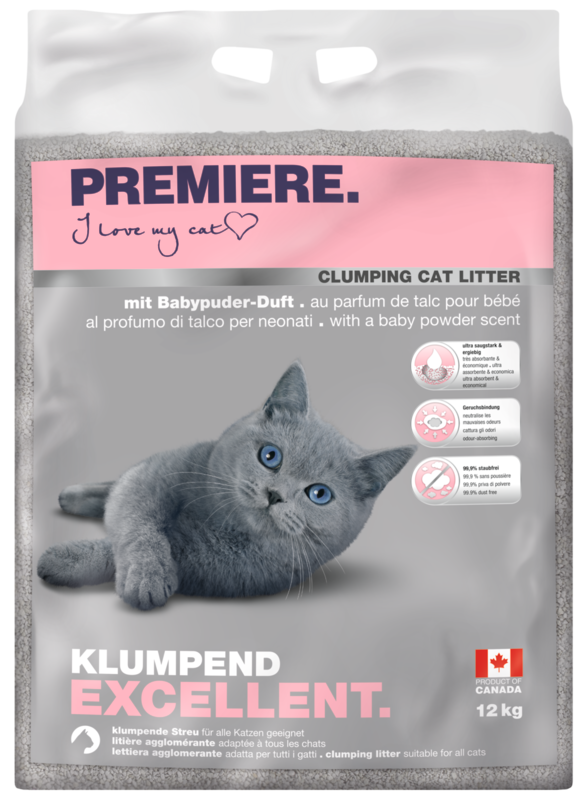 PREMIERE Katzenstreu PREMIERE Excellent Klumpstreu, Babypuder-Duft 12 kg