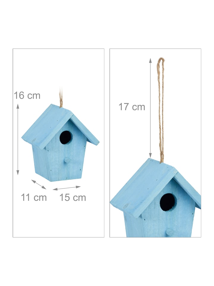 relaxdays Deko Vogelhaus in Blau - (B)15 x (H)16 x (T)11 cm günstig kaufen onesize