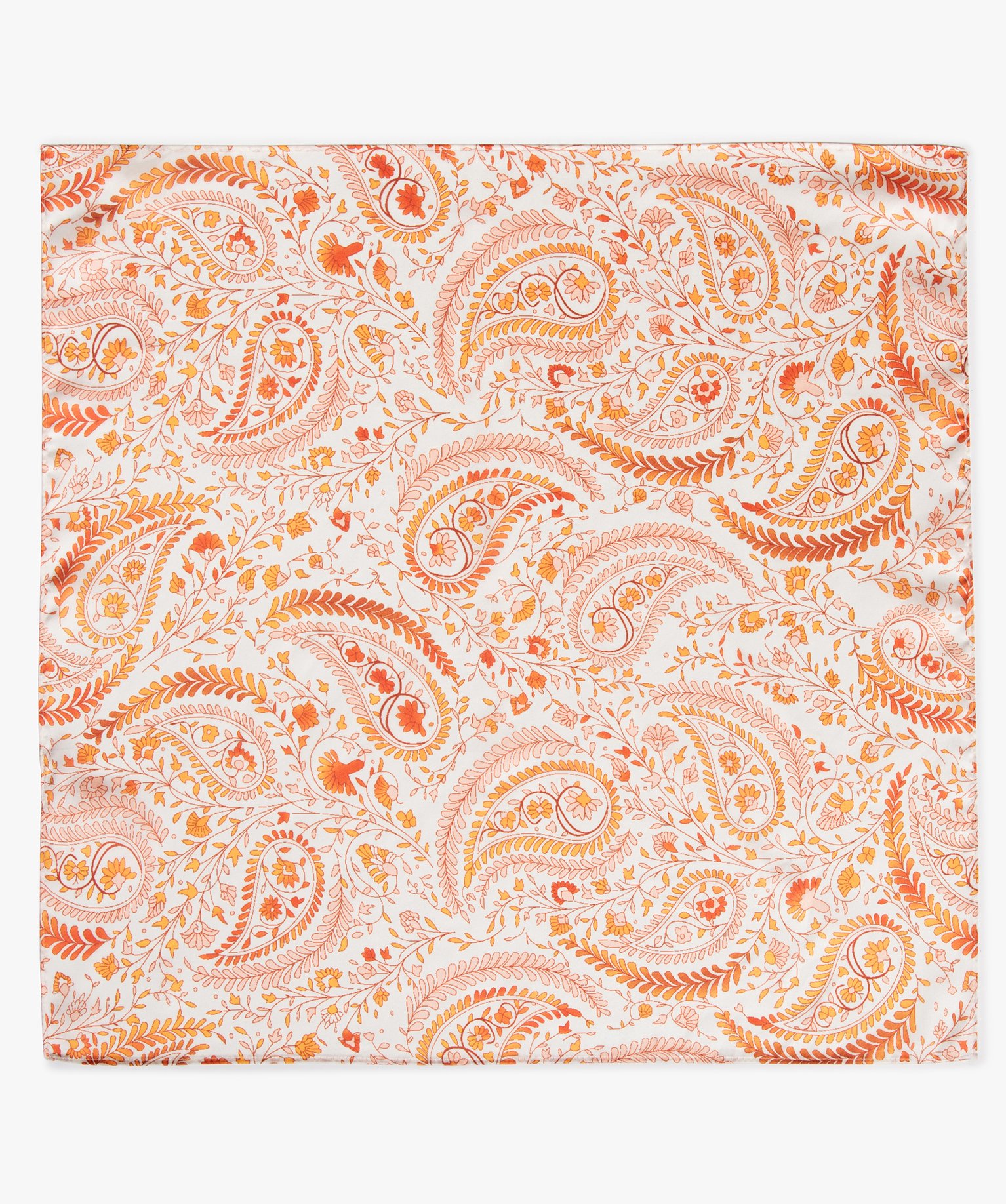 Foulard femme en satin imprimé petit format carré beige | GEMO