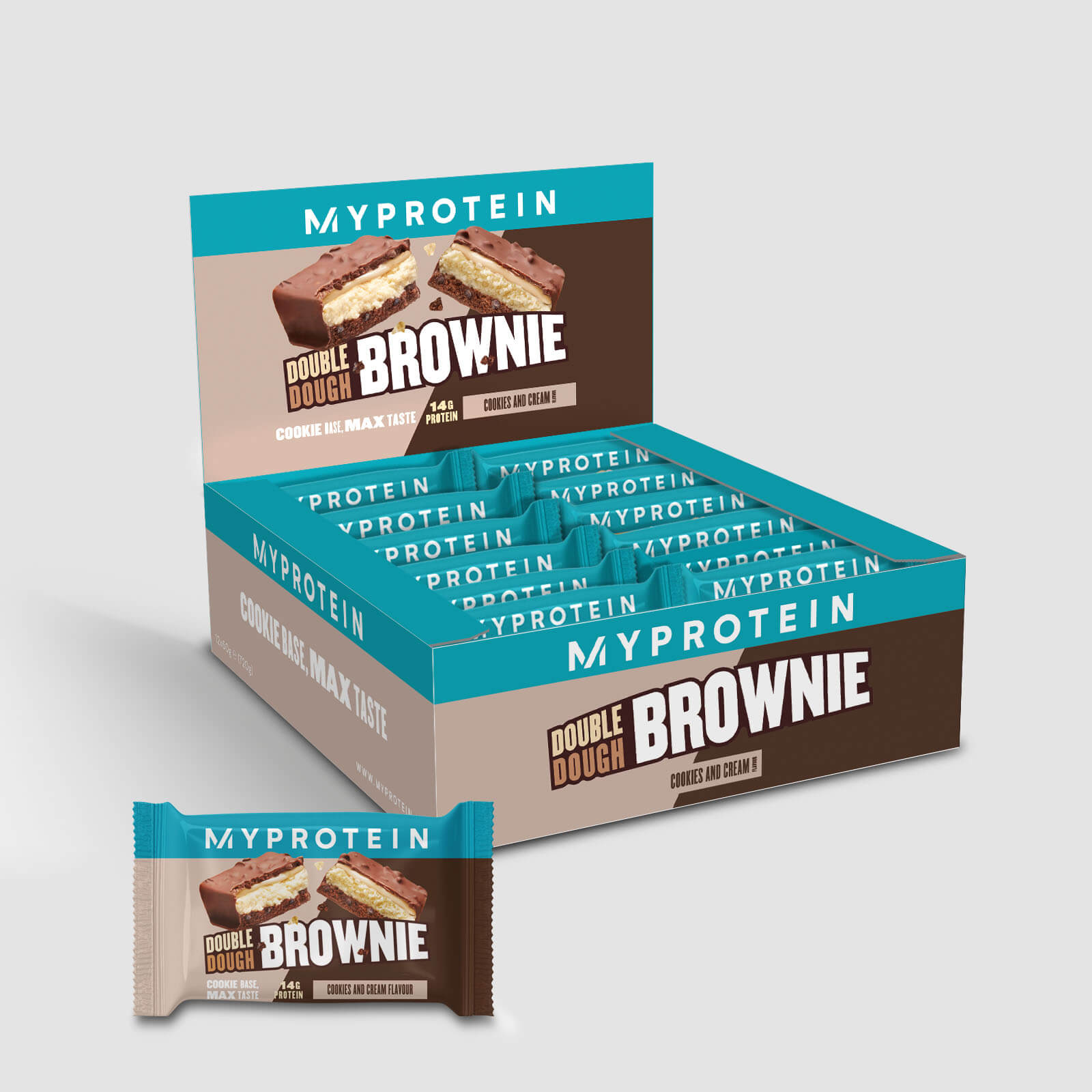 Double Dough Brownie, Cookies and Cream, 12 x 60g