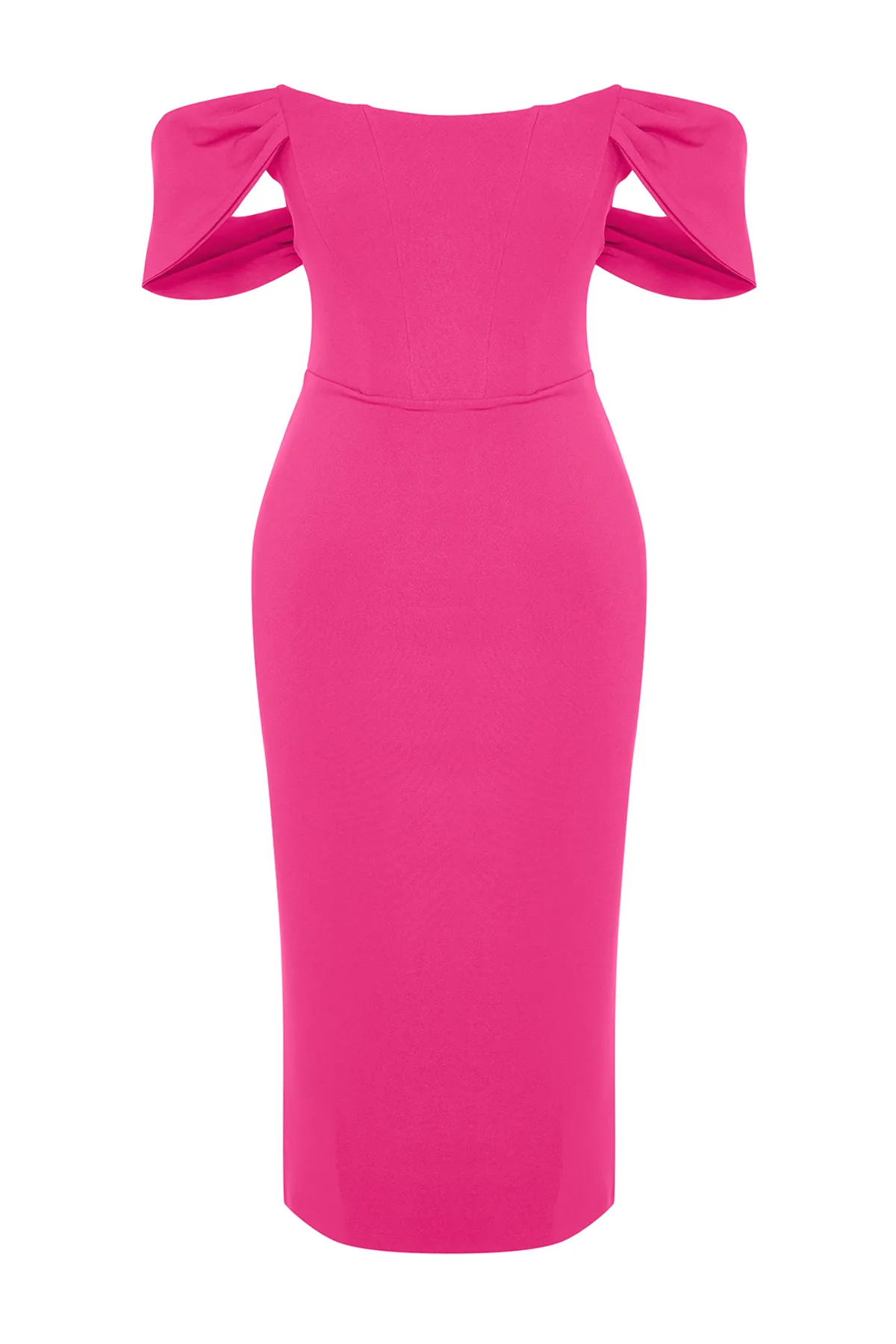 Trendyol Collection  Rosa, figurbetontes, gewebtes Korsett, detailliertes, elegantes Abendkleid TPRSS22EL00097