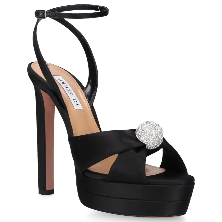 Aquazzura - Sandalen YES DARLING 130 Satin - schwarz