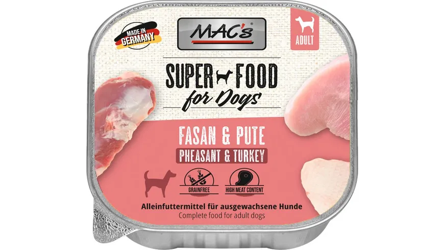 MAC's DOG Hundenassfutter Fasan & Pute 150 g