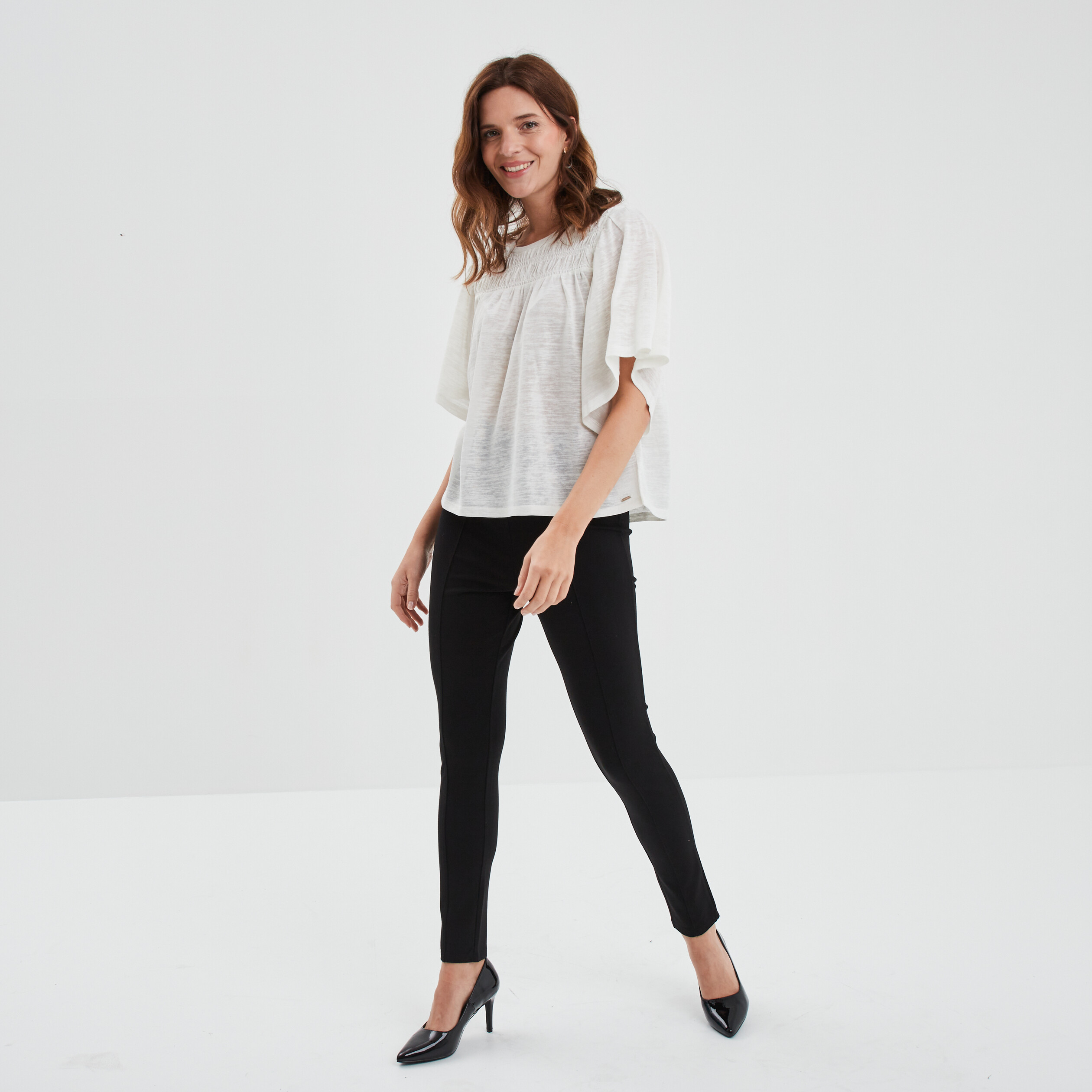 Pantalon tregging slim à ponts noir femme | La Halle