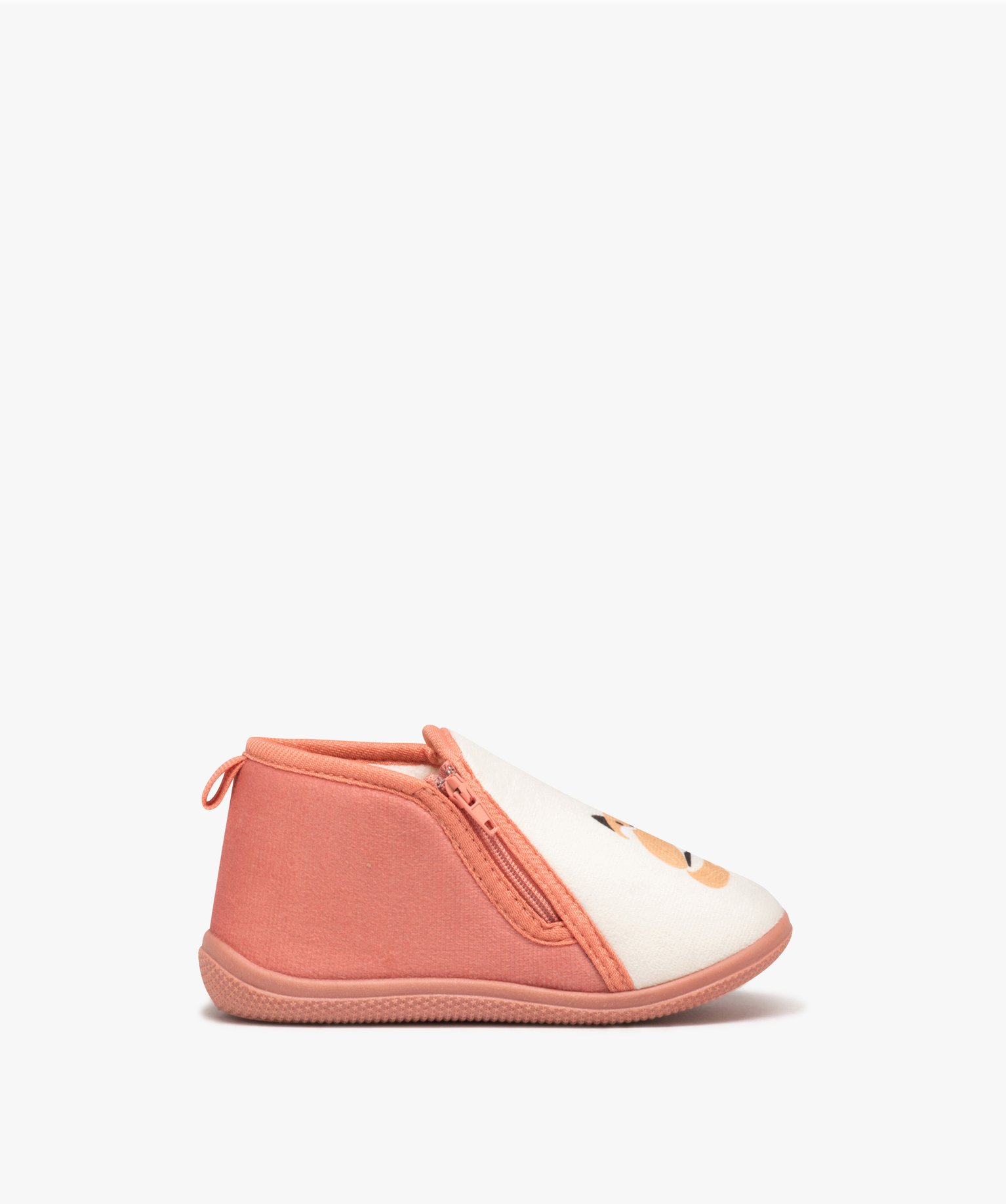 Chaussons fille bottillons à zip imprimés renard rose fonce | GEMO