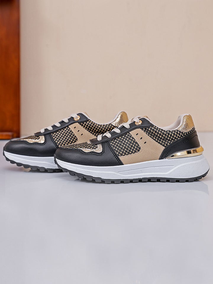 Sixth Sens Sneakers in Schwarz/ Beige/ Gold günstig kaufen