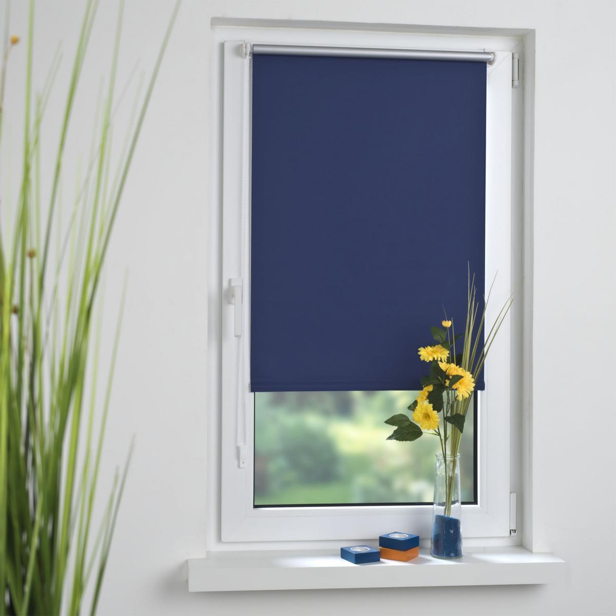 Bella Casa Klemmfix Rollo verspannt, Sichtschutz, thermobeschichtet, verdunkelnd, blau, 120 cm x 150 cm (B x H)