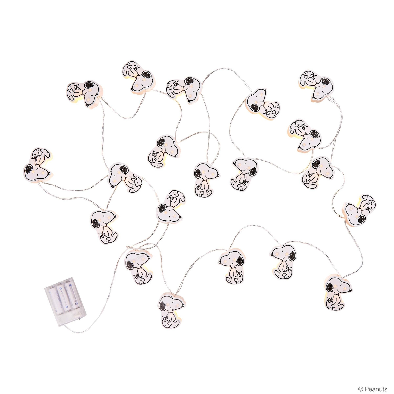 PEANUTS LED-Lichterkette Snoopy 20 Lichter mit USB-Batteriefach