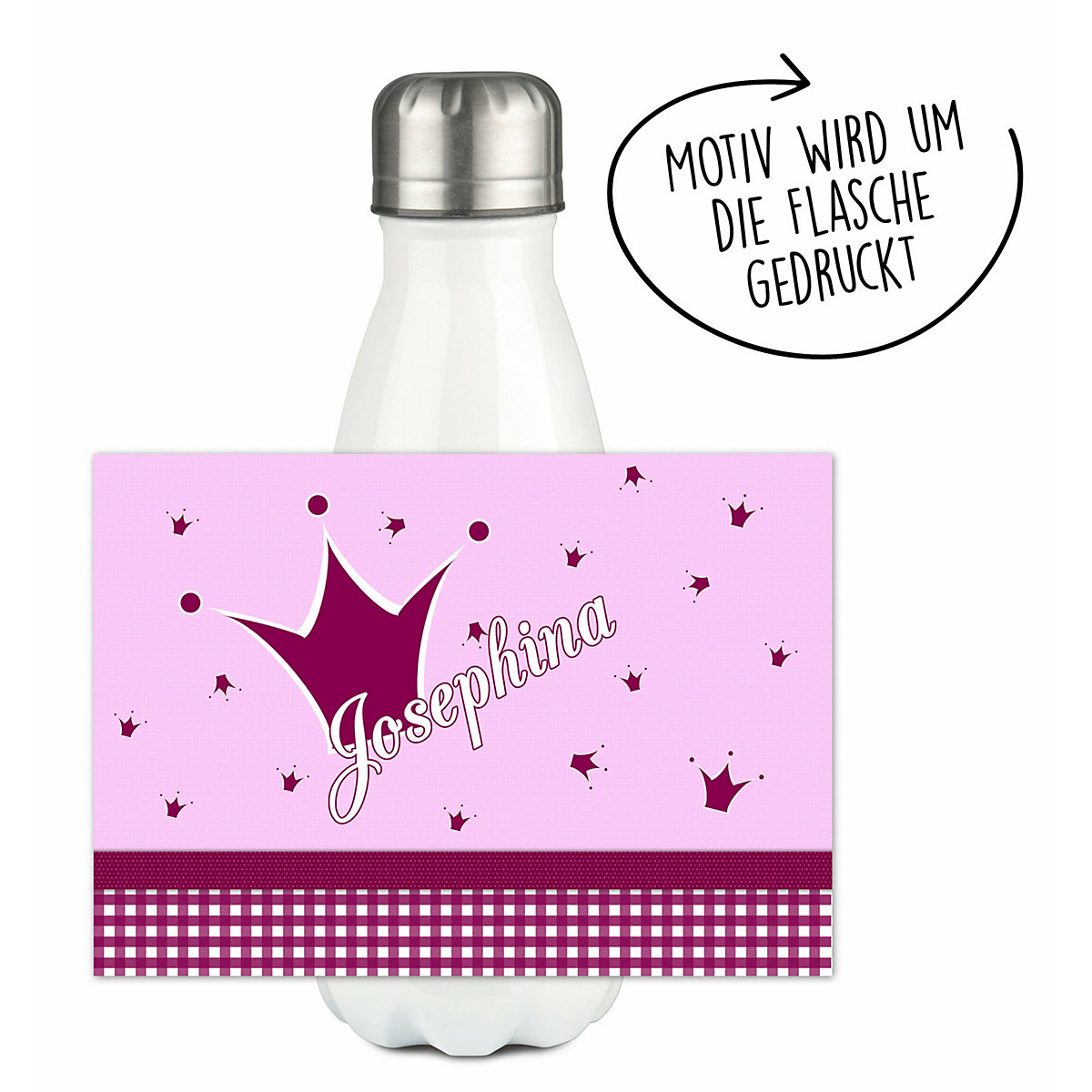 Edelstahl Kinder Thermoflasche / Trinkflasche bunt Krone Farbe brombeere Spülmaschinenfest, Auslaufsicher, Bruchfest, Doppelwandig, Für Heißgetränke geeignet, Mit Deckel, Isoliert