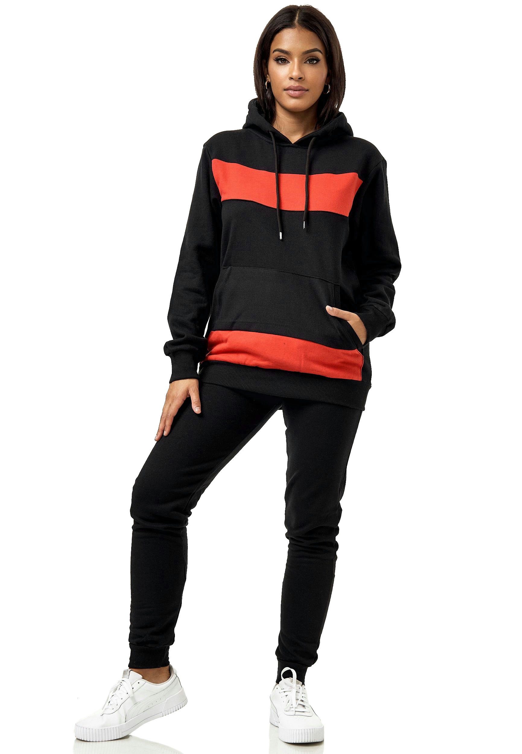 L.gonline Freizeitanzug Damen Jogginganzug, mit Kapuze und Bündchen, Trainingsjacke und (Packung, 2-tlg), Fitness Freizeit Casual