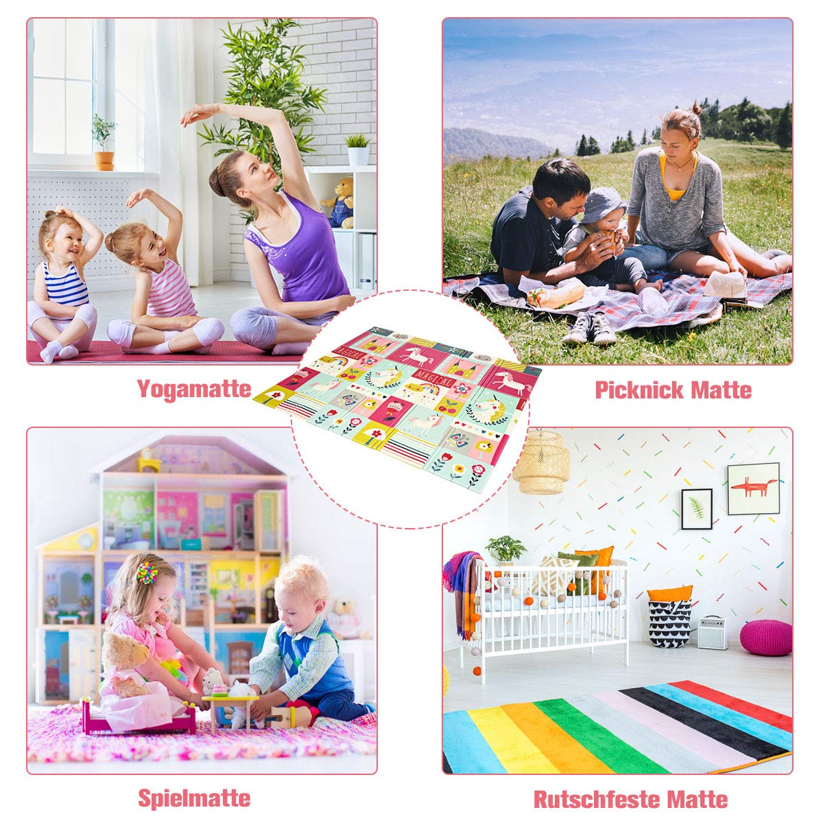 Costway Baby Spielmatte faltbar, Babymatte doppelseitig