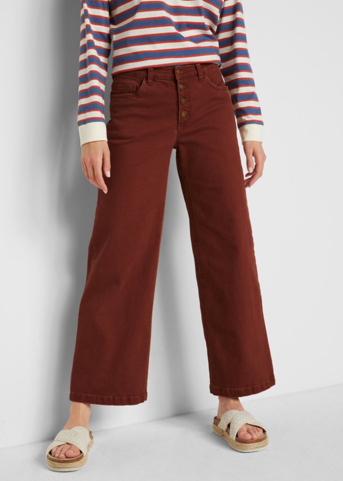 Stretch-Jeans Culotte, knöchelfrei