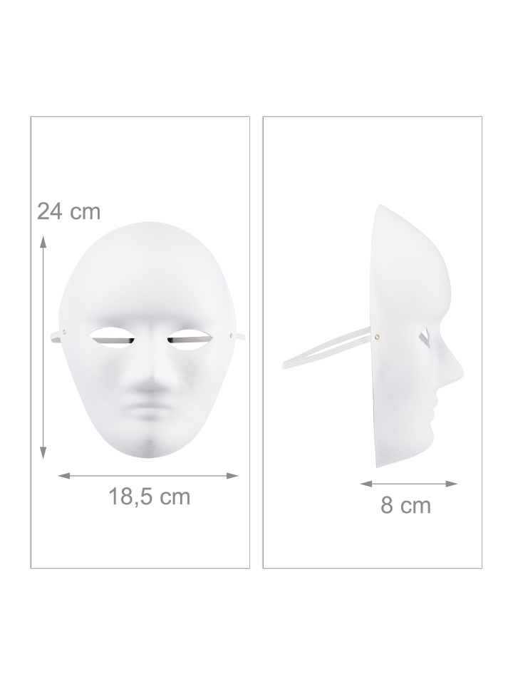 relaxdays 80x Maske Basteln in Weiß - (B)18,5 x (H)24 x (T)8 cm günstig kaufen onesize