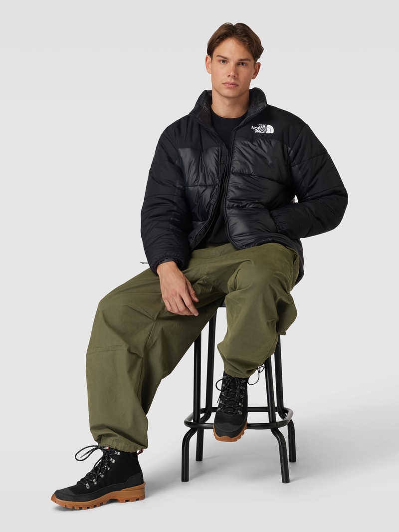 Steppjacke mit Logo-Stitching in schwarz