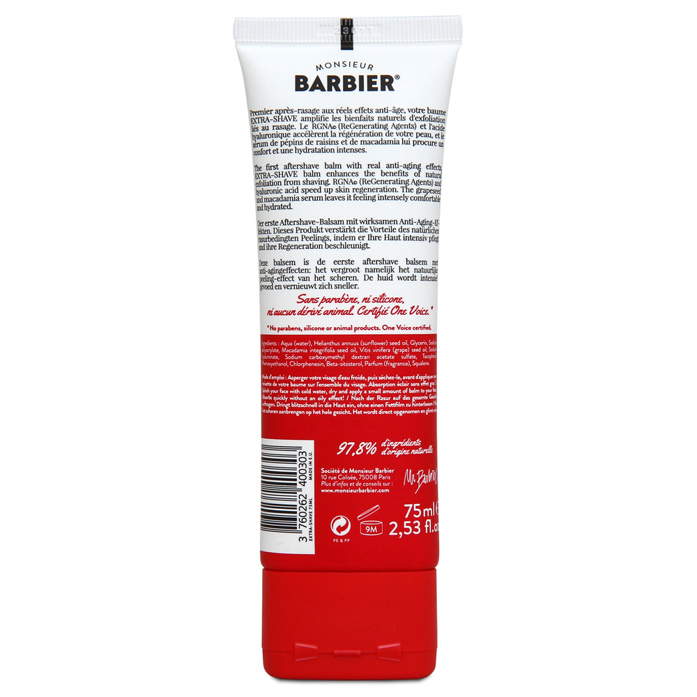 Monsieur Barbier Après-rasage Anti-Âge Homme - Extra Shave Baume Après-Rasage Anti-âge Cicatrisantpour Hommes