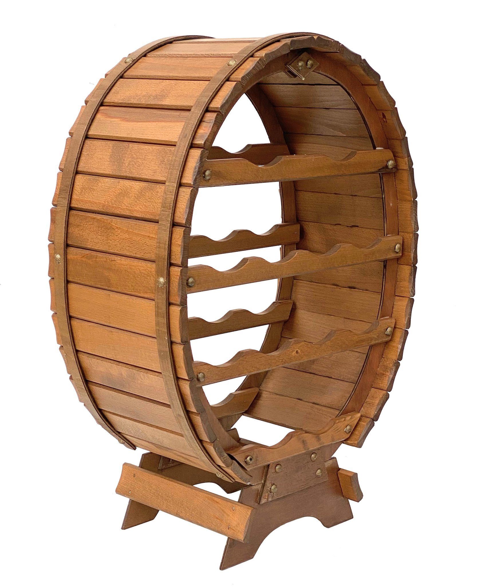 DanDiBo Weinregal Weinregal Holz Stehend Weinfass 12 Flaschen Braun gebeizt Flaschenregal Flaschenhalter Fass