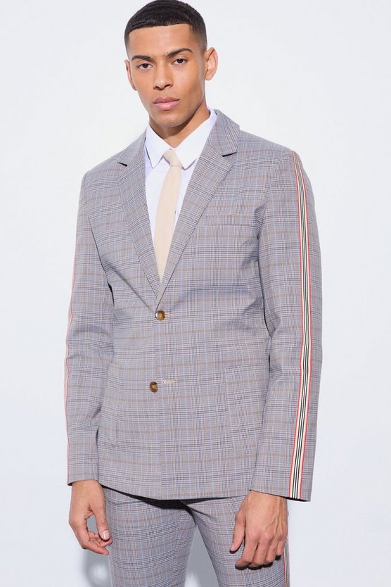Einreihiger karierter Slim-Fit Blazer