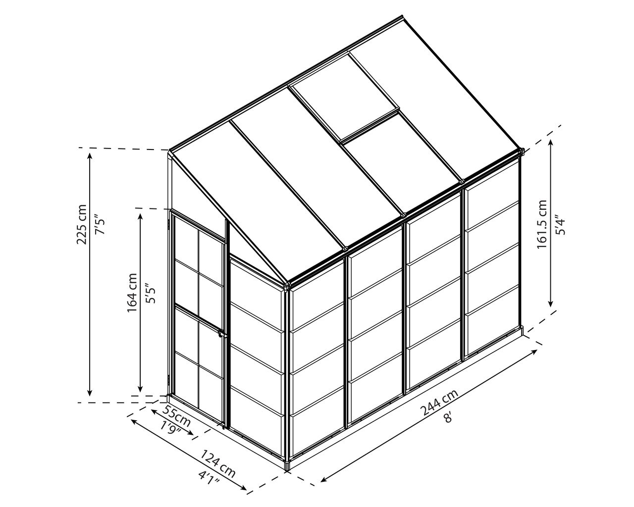 Canopia by Palram Gewächshaus Lean To  243,8x123,8cm Silb.