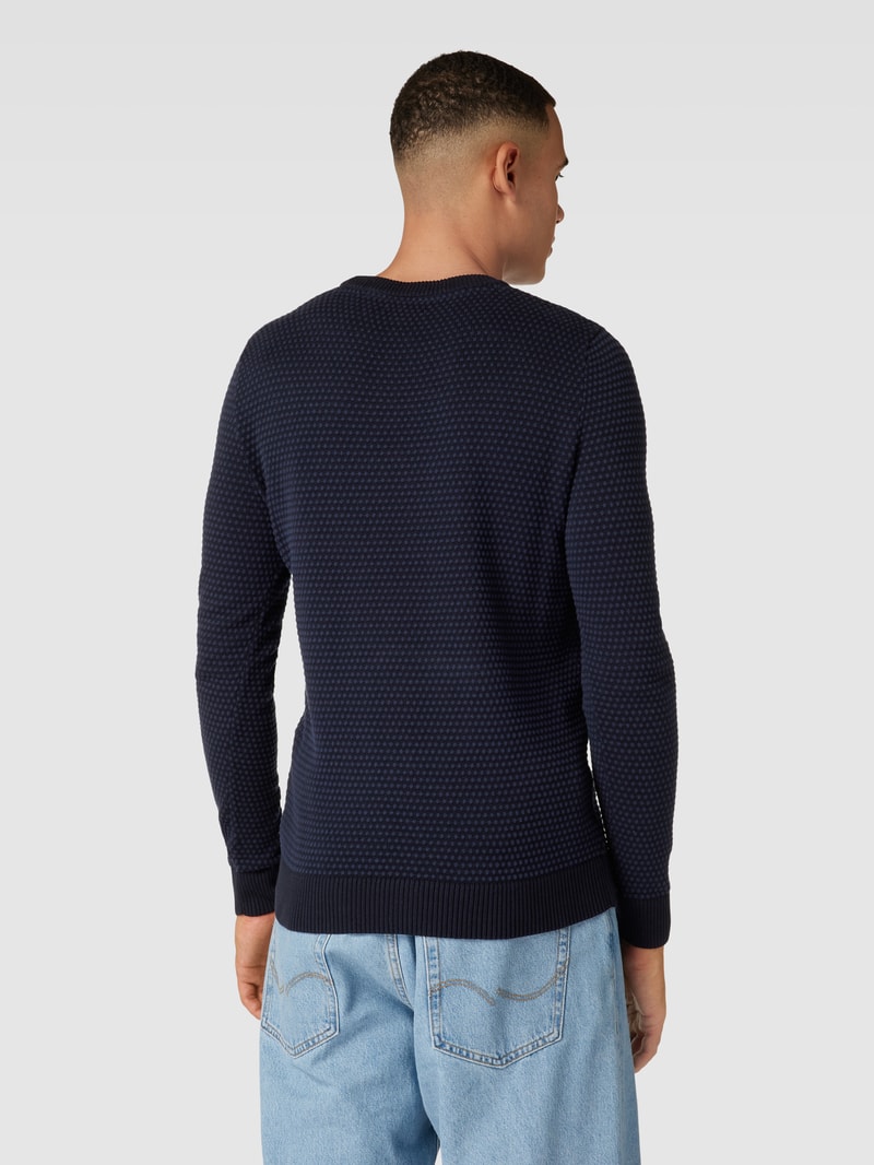 Strickpullover mit Rundhalsausschnitt Modell 'EATLAS' in dunkelblau