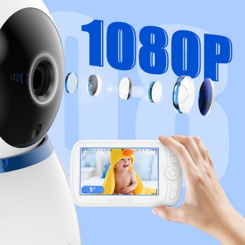 Proscenic Video-Babyphone Proscenic 300 WLAN Kamera - 1080P Nachtsicht SD- Kartenoption, Weiß